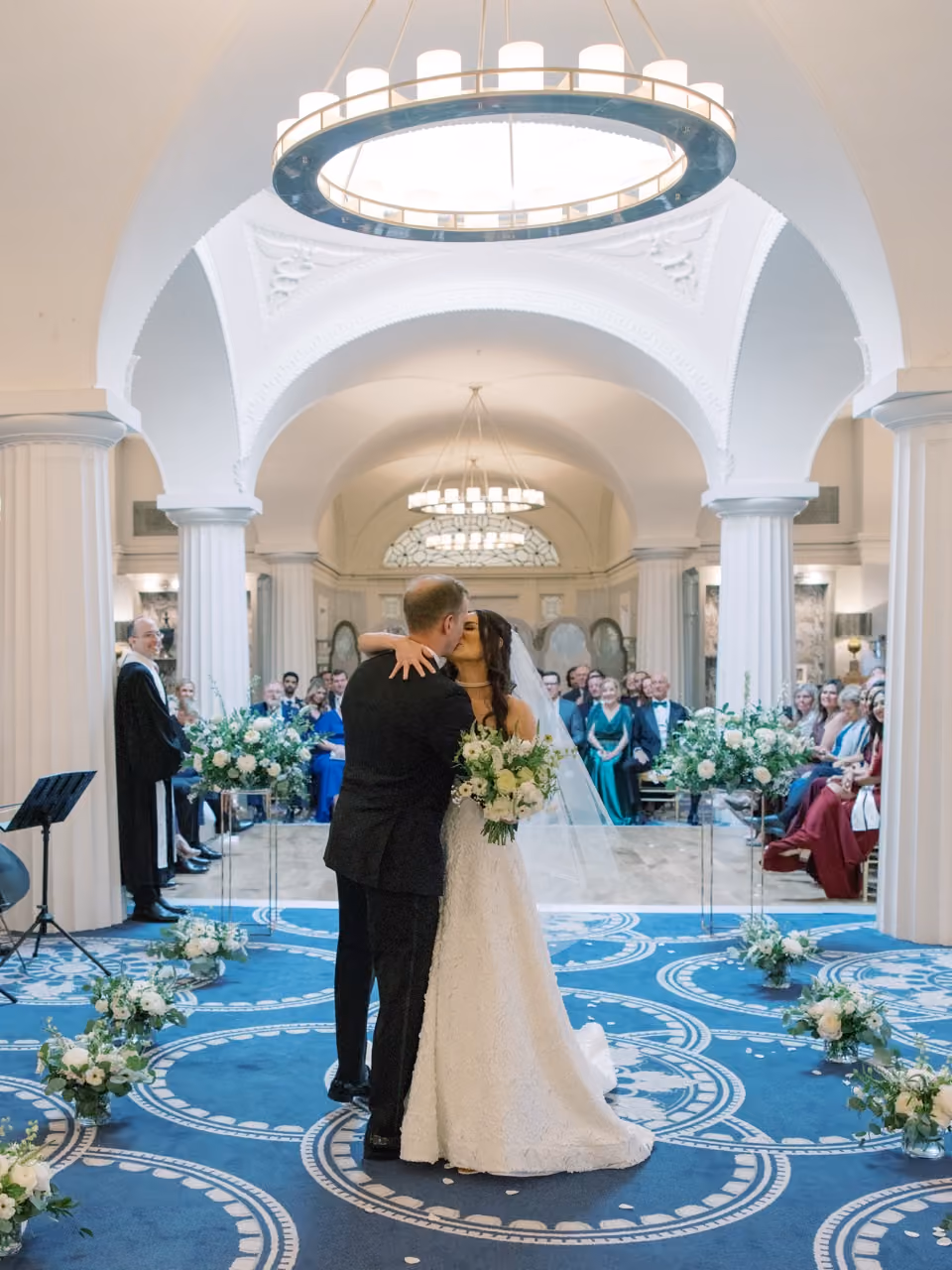 wedding ceremony moment with white flowers